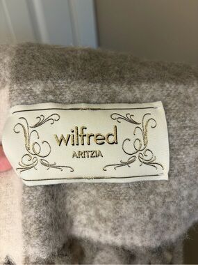 Aritzia Wilfred Neutral Taupe Fringe Scarf